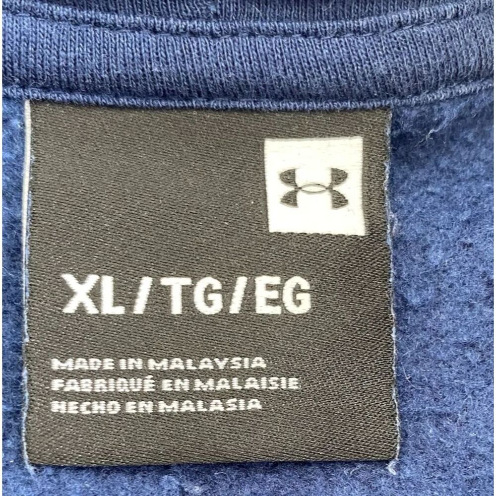 UNDER ARMOUR Men's Sweatshirt Size XL Fleece Logo Hooded Blue - Picture 7 of 9
